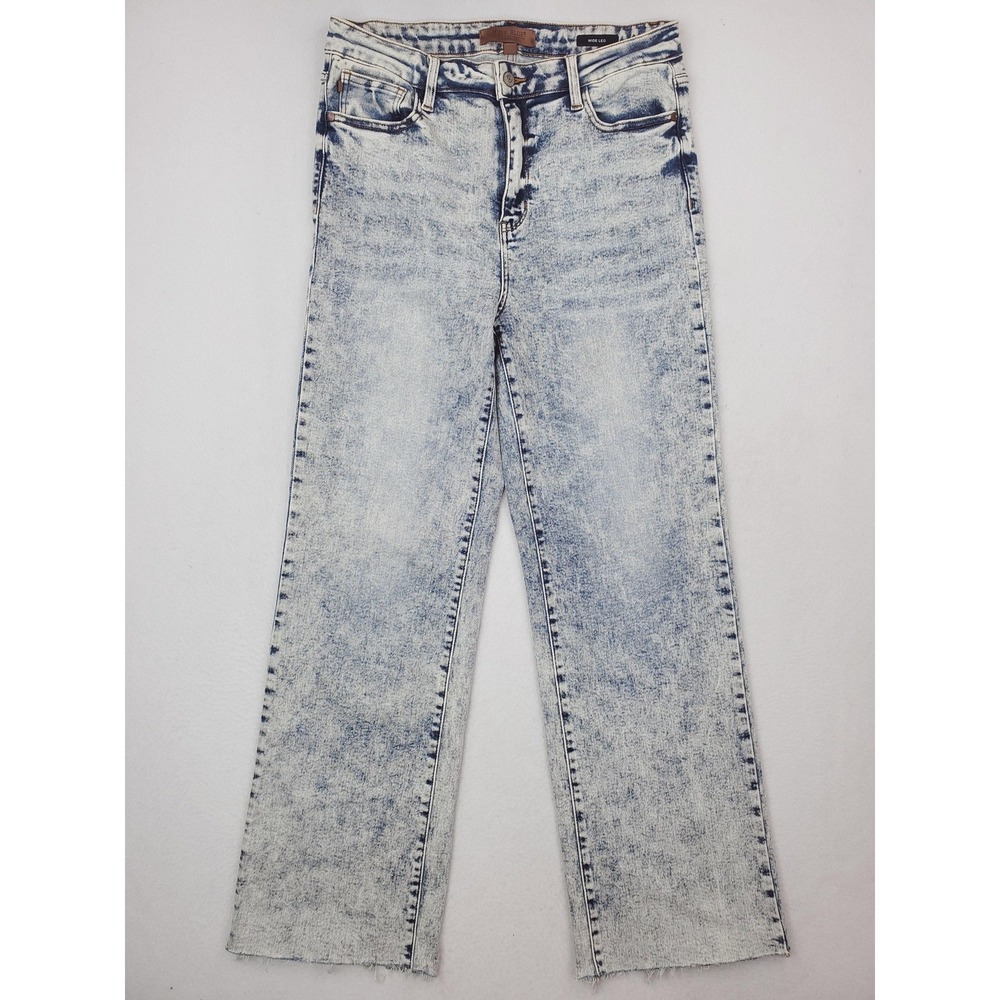 Judy Blue Jeans Womens 32 Light Blue Acid Wash Wide Leg High Rise Distressed Y2K